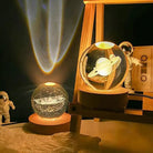 3D Crystal Ball Moon Night Lamp With Wooden Base