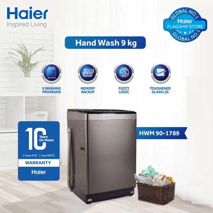 Haier HWM 90-1789 9Kg Top Load Fully Automatic Washing Machine With Official Warranty.