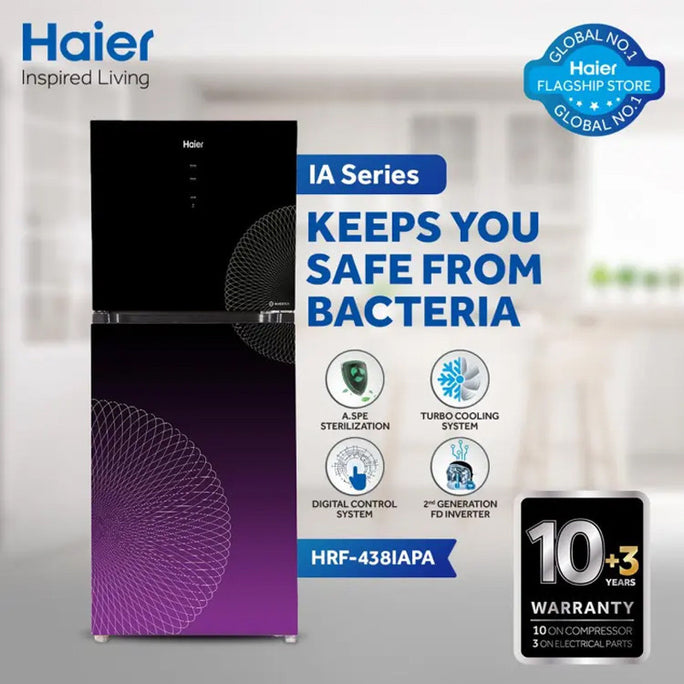 Haier HRF-438 IAPA / IARA Digital Inverter Double Door Refrigerator 16 Cubic Feet With Official Warranty