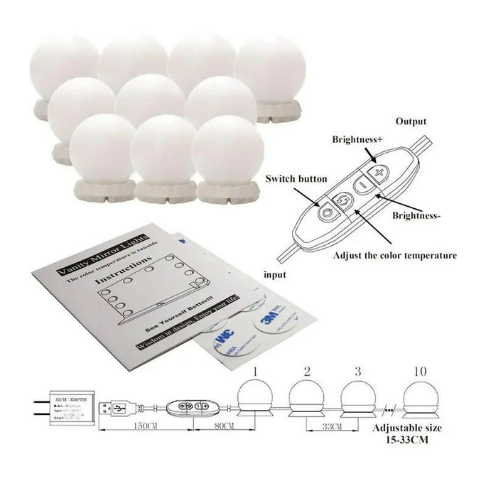 Vanity Mirror Light LED Bulbs For Makeup Mirror Stand (10 Bulbs)