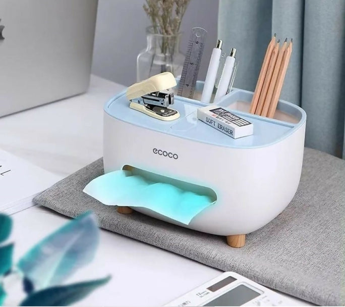 Ecoco Tissue Box Holder with Storage Compartment & Lid
