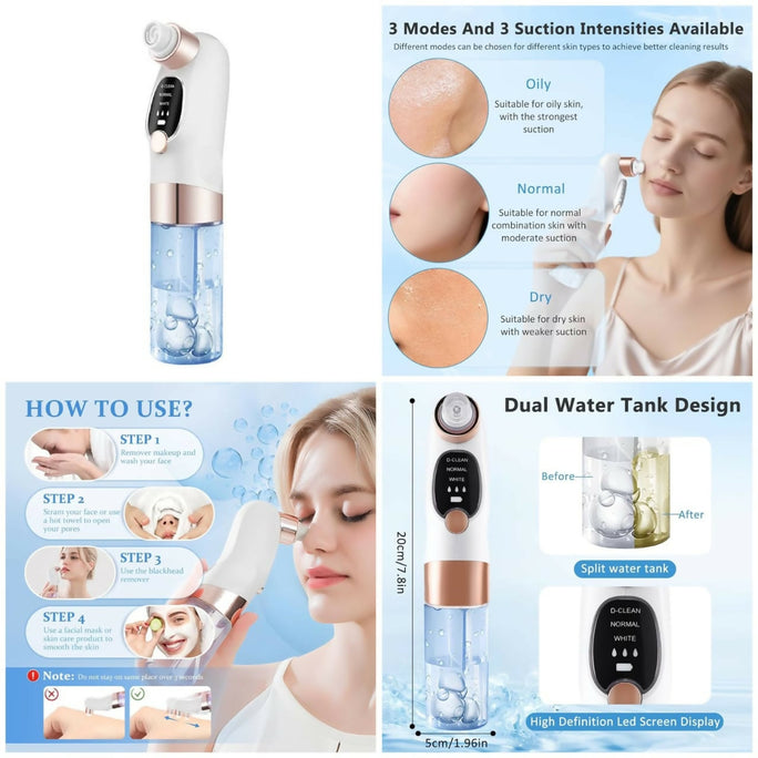 Water Cycle Blackhead Pore Cleanser 3 Adjustable Suction 6 Modes In Stock