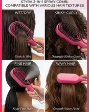 Foreign Trade Hot-Selling Styrahair Spray Comb, Multi-Functional Hair Smoothing Comb, Anti-Fly Hair, Anti-Static Massage Comb