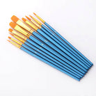 10 x Multi Shapes Artist Paint Brush Set Watercolour Acrylic Nylon Hair Oil & Poster Painting Supply