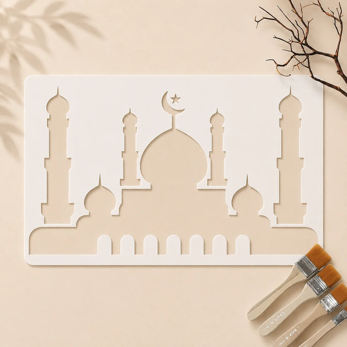 Casvena Mosque Silhouette Islamic Stencil for Wall and Canvas Painting