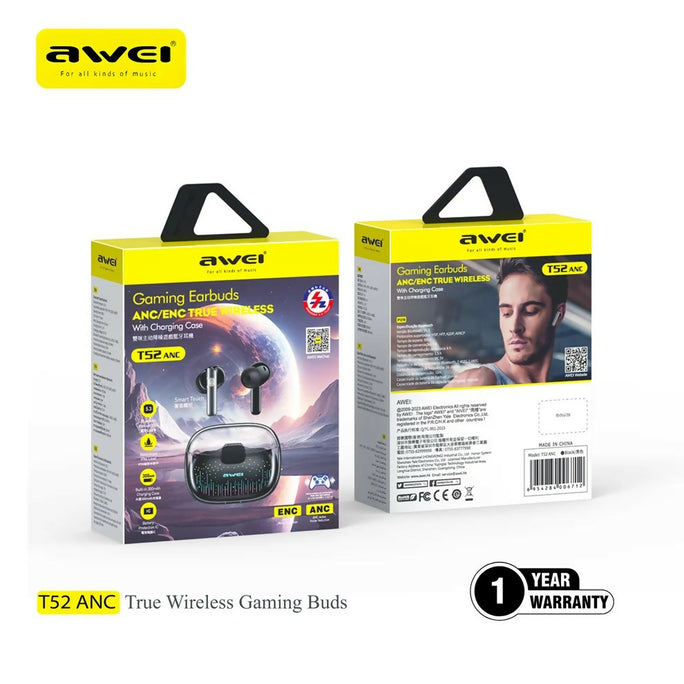 AWEI T52 ANC ENC Wireless Bluetooth Earbuds