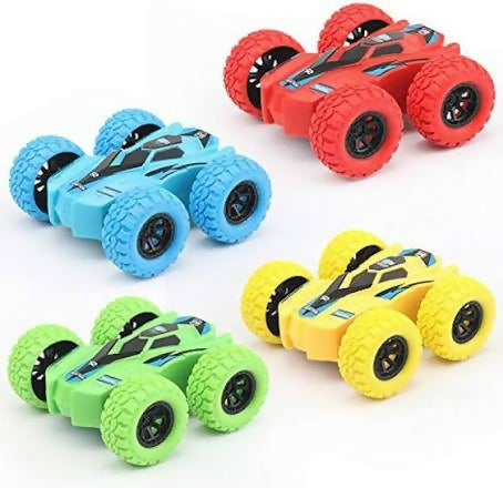 Push and Go Friction Powered 360 Rotating Double Sided Flip 4 Wheel Stunt Car Toy 1 Piece