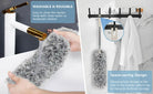 Microfiber Duster with Extension Pole Stainless Steel 30 to 100 with Bendable Head Extendable Long Fan Duster for Cleaning Ceiling Fan High Ceiling Keyboard Furniture Cars Gray