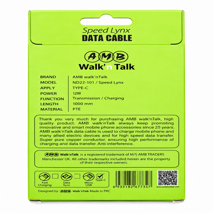 AMB Walk’n Talk Speed Lynx 12W Data Cable