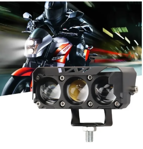Fog Light 3-Lens LED with Hood Light - Ultra Bright Dual Color Yellow/White, Flash\Non Flash Mode, Easy Fit for Bumper, Waterproof Aluminum Body, Universal 12-80V Light for Bike, Car, Truck - Super Bright and Durable Design Bike Light