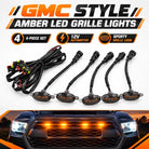 GMC Style LED Grille Lights 4 Piece Set – Amber Front Grill Marker Lights for Car & Pickup