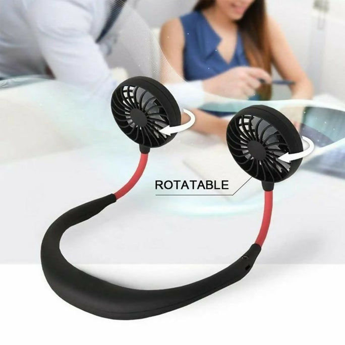 Neck Fan Adjustment Fan Hands-Free Hanging Rechargeable Mini Sports Fans 3 Gears Wearable Sport Fan – Random Color