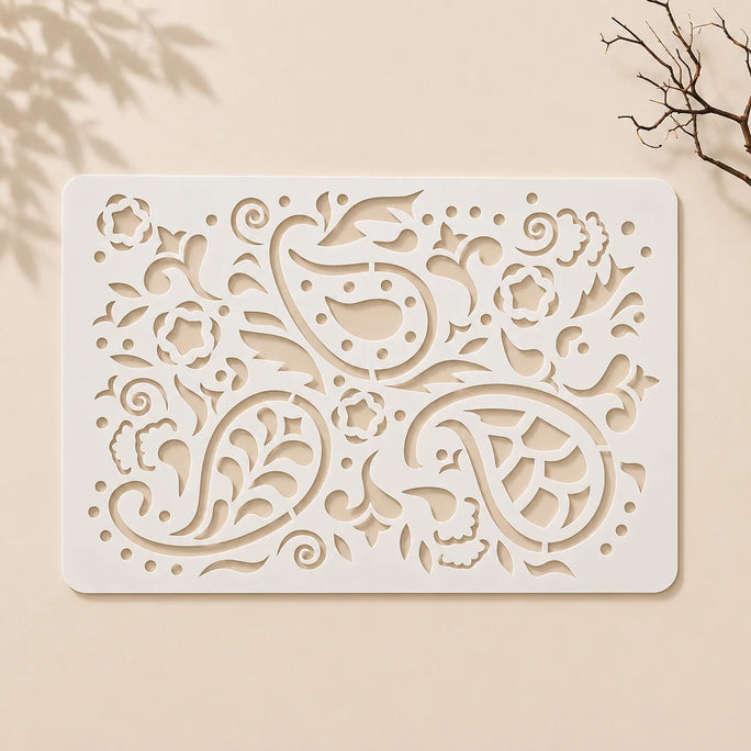 Casvena Paisley Reusable Stencil for Wall Painting & Scrapbooking