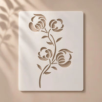 Casvena Poppy Plant Flower Reusable Stencil for Wall & Canvas Painting