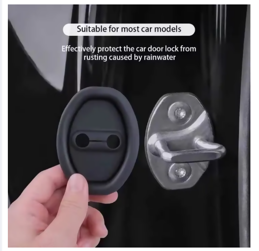 Car Door Lock Cover Pack of 4 - Silicone Door Striker Protector, Dust & Rust Proof, Anti-Noise Door Latch Cover - Black No Ratings