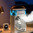 9.5 Inch Portable Air Conditioner Fan Usb Electric Fan With Led Night Light, Fine Mist Water, And Humidifier Function | Led Night Light Water Mist Mini Fan Cooler