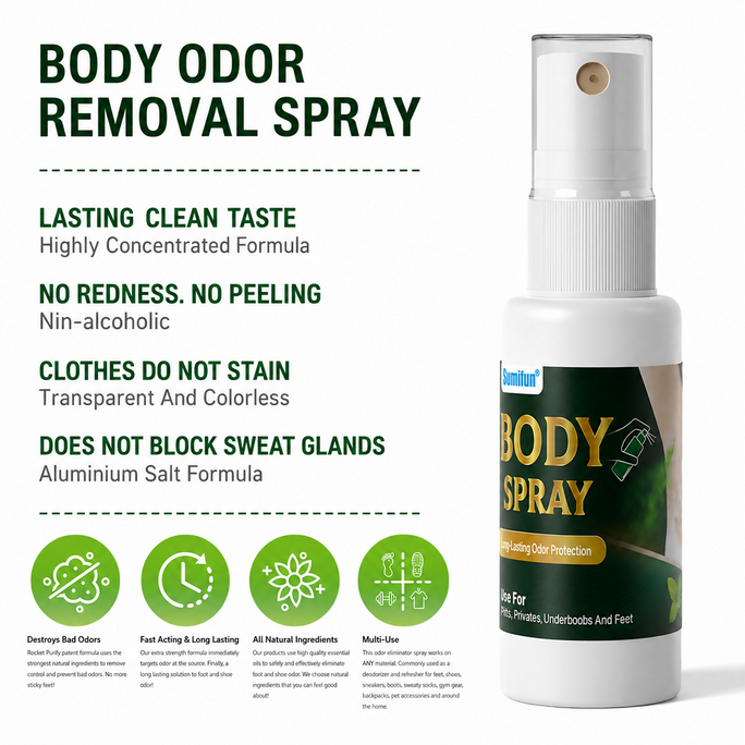 Sumifun Body Odor Spray 30ml | Long Lasting Freshness Spray for Underarms, Feet & Body | Daily Personal Care Spray for Men & Women
