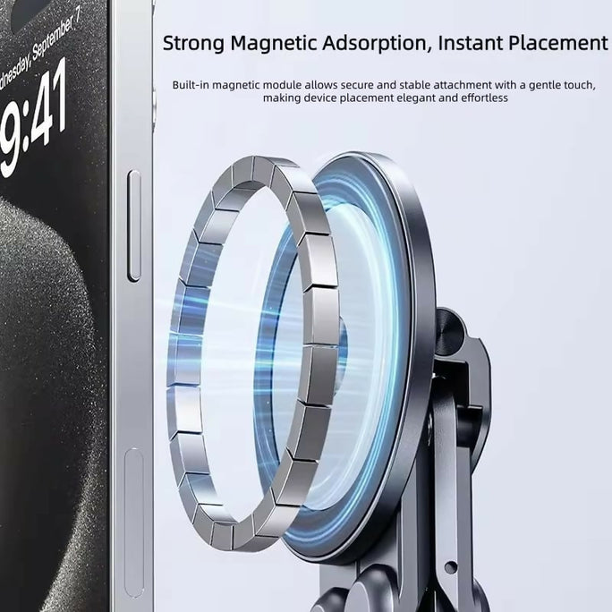 SX-L01 4-in-1 Magnetic Foldable Laptop Stand & Mobile Phone Holder | Aluminum Alloy Adjustable Phone Tablet Laptop Holder | Portable Ergonomic Desk Stand & Setup for Travel & Remote Work