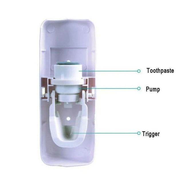 Toothpaste Dispenser With 5 Brush Holder Wall Mounted Automatic Hands Free Toothpaste Dispenser