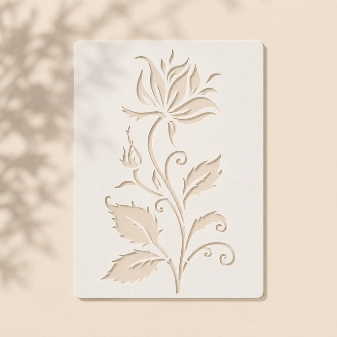 Casvena Stylized Flower Reusable Stencil for Wall Painting & Scrapbooking