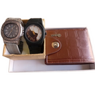Mens 3 in 1 Gift Set 2 Watches and Leather Wallet