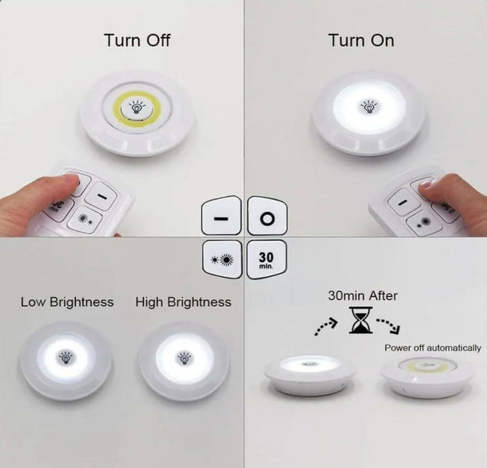 3 Pec Tap LED Light With Remote Control Cell Operated