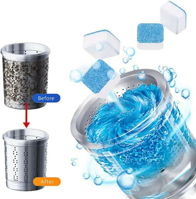12 Pcs Washing machine detergent cleaner deep cleaning tablets for front loader & top load washer clean laundry tub seal