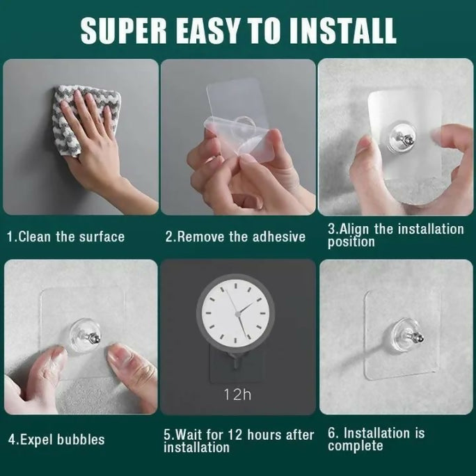 10pcs Strong Self Adhesive Punch Free Wall Hooks Nail Mounting Rack Screw Rod Seamless Screw Stickers Hang Kits