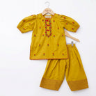 Kids Fitt Girls Mustard Yellow Hand Embroidered Khaddar 2 Piece Suit – Farshi Shalwar
