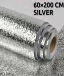 60 X 200 CM Foil Sheet Silver Aluminium Foil Sheet Kitchen Waterproof Self-Adhesive (Silver)