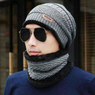 2pc Winter Cap Beanie Hat Cap Neck Warmer Scarf Set Fleece Lined Skull Cap And Scarf Unisex Hat & Scarf Set Stylish Knit Skull Cap For Men Women