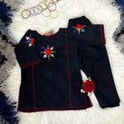 Kids Fitt Girls Black Hand Embroidered Khaddar 2 Piece Suit – Straight Trousers