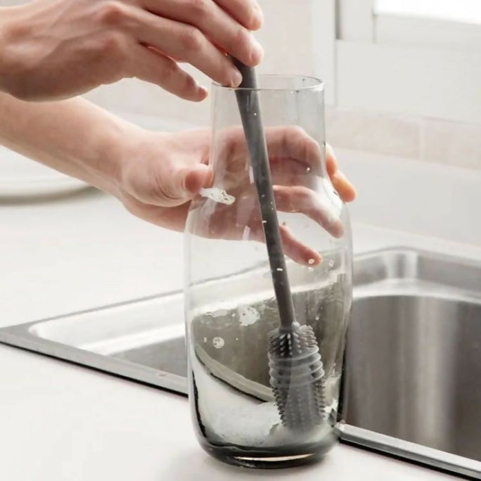 Long Handle Silicone Milk Bottle Brush Glass Bottle Cleaning Brush Multifunction Cup Mouth Scrubber Household Cleaning Tool