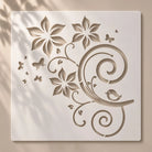 Casvena Vine Flower Butterfly Reusable Stencil for Wall, Wood & Fabric Painting