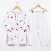 Kids Fitt Girls White Hand Embroidered Khaddar/Lawn 2 Piece Suit – Cherry Embroidery