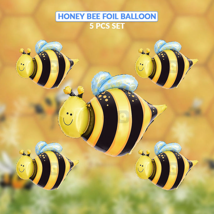 5 Pcs Honey Bee Theme Foil Balloon Set – Kids Birthday Party Decoration