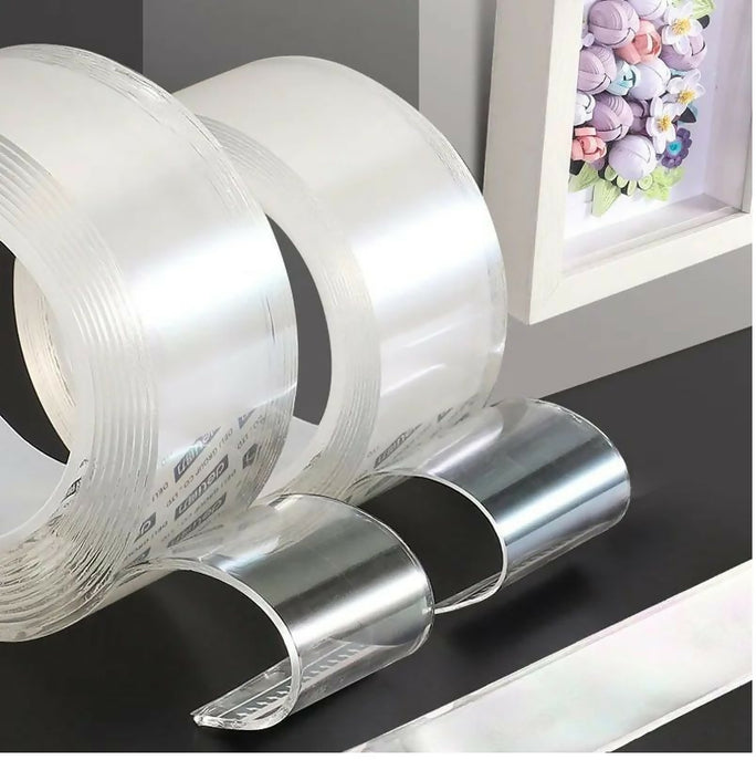 Pack Of 2 Double Sided Tape for Walls Heavy Duty Removable Mounting Tape Strong Adhesive Washable and Reusable Tape Wall Tape for Picture Photo Carpet Decoration Poster Tape Roll