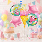 5 Pcs Ice Cream Cone Theme Foil Balloon Set – Kids Birthday Party Decoration