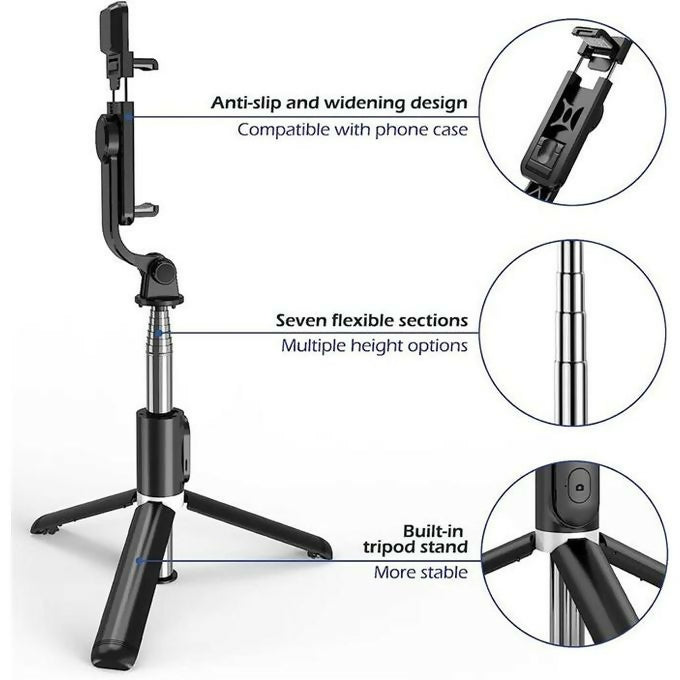 3-in-1 Wireless Selfie Stick R1/R1S Tripod Stand with Bluetooth Shutter