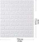 3D Brick Wall Stickers, Self Adhesive Wallpaper Foam Sheet, PE Foam High Quality Brick Wallpaper, Sofa Background Wall Décor, Peel And Stick 3D Art Wall Brick Room Panels For TV Walls – White – 70*77cm