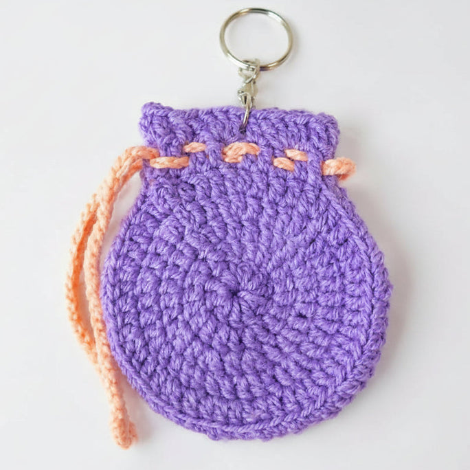 2pcs Mini Crochet Pouch Cute Coin Purses Handmade Coin Purse Jewelry Crochet Pouch Small Bag Drawstring Knitting Wallet for Women Change Keychain Earbuds Dice